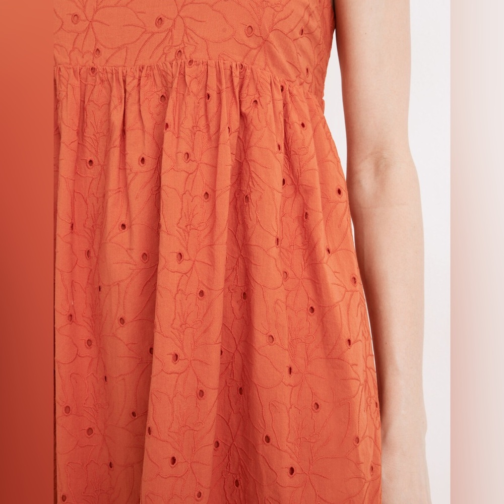 Madewell Eyelet Summertime Cami Midi Dress, Rusted Clay | Sz Large - Picture 4 of 6